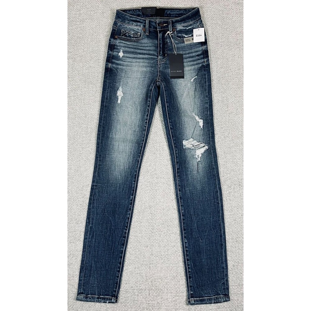NEW Buckle Black Fit No. 35 Skinny Slim Fit High Rise Jeans 25x30 Blue Denim